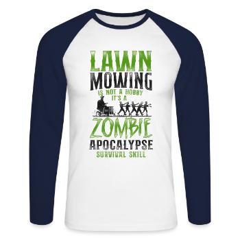 Lawn Mower Mowing Dad Father - Unisex Baseballshirt langarm - Weiß/Navy - Vorne - Nik (191cm)