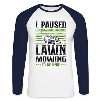 Lawn Mower Mowing Dad Father - Unisex Baseballshirt langarm - Weiß/Navy - Vorne - Nik (191cm)