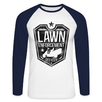Lawn Mower Mowing Dad Father - Unisex Baseballshirt langarm - Weiß/Navy - Vorne - Nik (191cm)