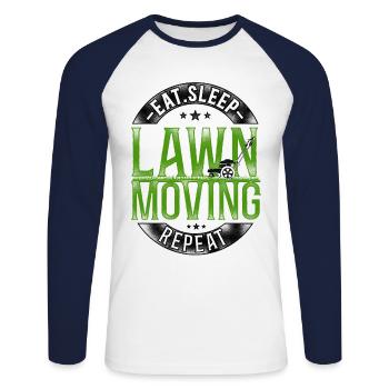 Lawn Mower Mowing Dad Father - Unisex Baseballshirt langarm - Weiß/Navy - Vorne - Nik (191cm)