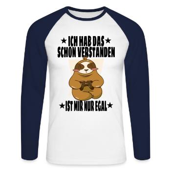 Gaming Faultier Spruch Gamer Humor Sarkasmus - Unisex Baseballshirt langarm - Weiß/Navy - Vorne - Nik (191cm)