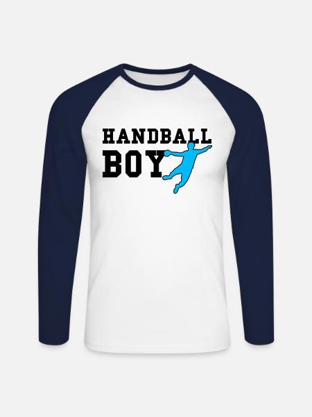 handball boy - Unisex Baseballshirt langarm - Weiß/Navy