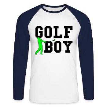 golf boy - Unisex Baseballshirt langarm - Weiß/Navy - Vorne - Nik (191cm)