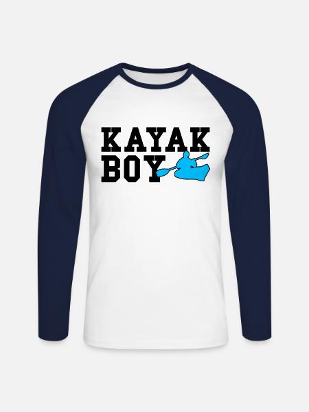 kayak boy - Unisex Baseballshirt langarm - Weiß/Navy