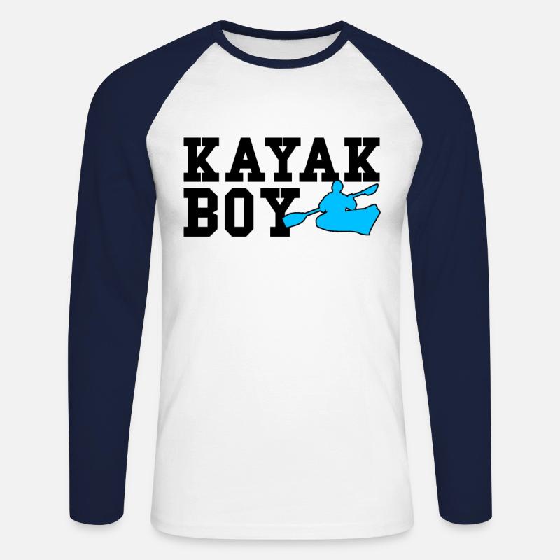 kayak boy - Unisex Baseballshirt langarm - Weiß/Navy