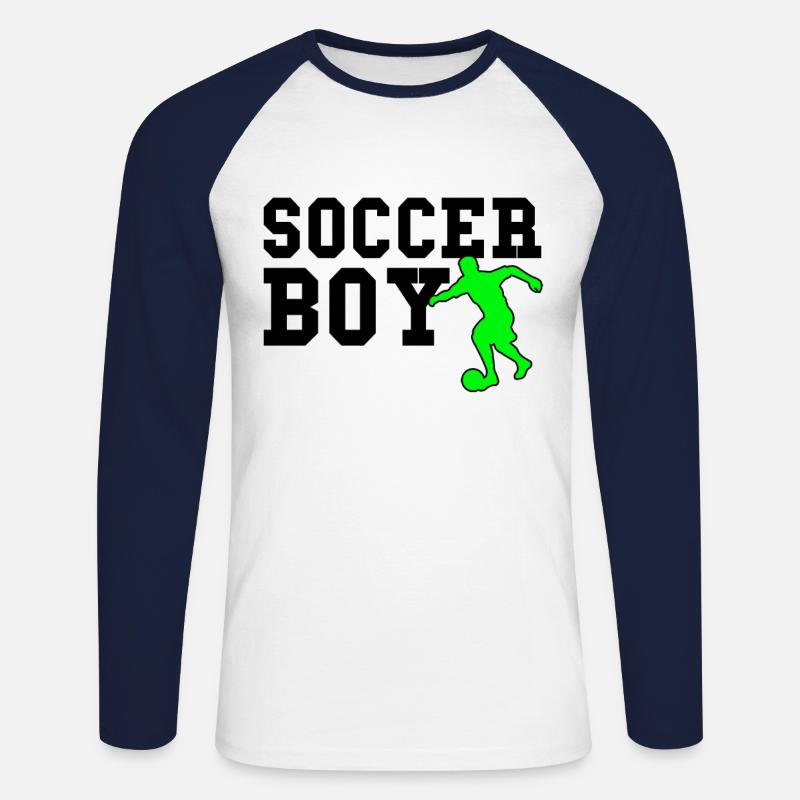 soccer boy - Unisex Baseballshirt langarm - Weiß/Navy