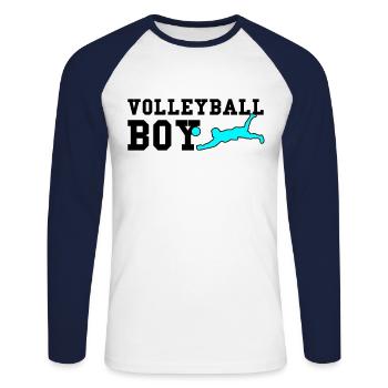 Volleyball boy - Unisex Baseballshirt langarm - Weiß/Navy - Vorne - Nik (191cm)