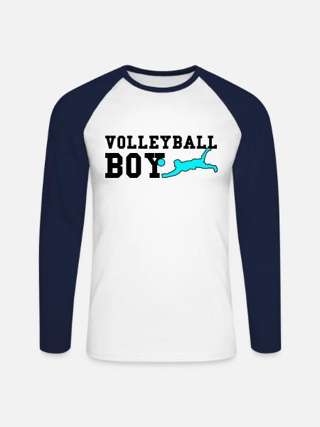 Volleyball boy - Unisex Long Sleeve Baseball T-Shirt - white/navy