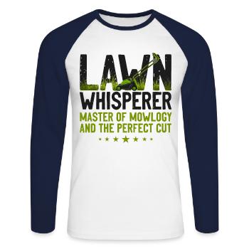 Lawn Mower Mowing Dad Father - Unisex Baseballshirt langarm - Weiß/Navy - Vorne - Nik (191cm)
