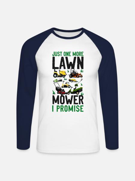 Lawn Mower Mowing Dad Father - Unisex Long Sleeve Baseball T-Shirt - white/navy