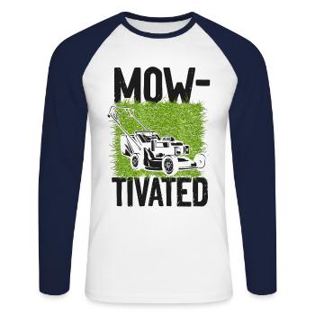 Lawn Mower Mowing Dad Father - Unisex Baseballshirt langarm - Weiß/Navy - Vorne - Nik (191cm)
