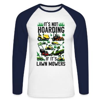 Lawn Mower Mowing Dad Father - Unisex Baseballshirt langarm - Weiß/Navy - Vorne - Nik (191cm)