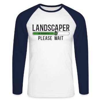 Landscaper Landscaping Landscape - Unisex Baseballshirt langarm - Weiß/Navy - Vorne - Nik (191cm)