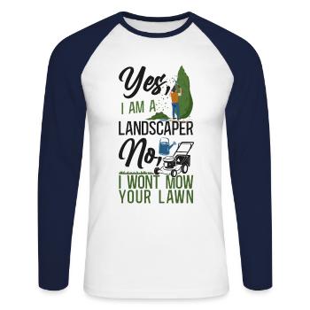 Landscaper Landscaping Landscape - Unisex Baseballshirt langarm - Weiß/Navy - Vorne - Nik (191cm)