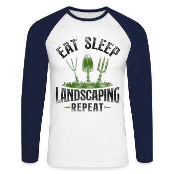 Landscaper Landscaping Landscape - Unisex Long Sleeve Baseball T-Shirt - white/navy - Front - Nik (191cm)
