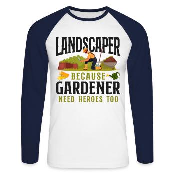 Landscaper Landscaping Landscape - Unisex Long Sleeve Baseball T-Shirt - white/navy - Front - Nik (191cm)