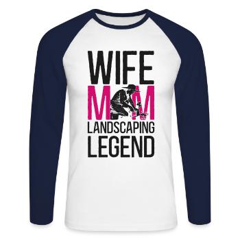 Landscaper Landscaping Landscape - Unisex Long Sleeve Baseball T-Shirt - white/navy - Front - Nik (191cm)