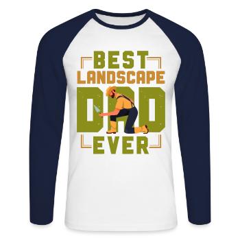 Landscaper Landscaping Landscape - Unisex Baseballshirt langarm - Weiß/Navy - Vorne - Nik (191cm)