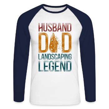 Landscaper Landscaping Landscape - Unisex Baseballshirt langarm - Weiß/Navy - Vorne - Nik (191cm)