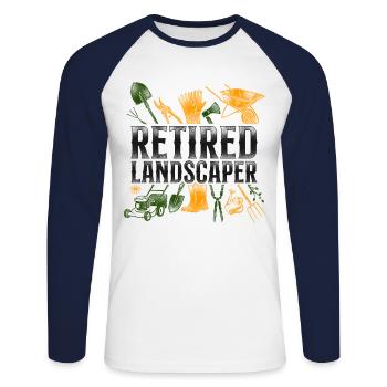 Landscaper Landscaping Landscape - Unisex Long Sleeve Baseball T-Shirt - white/navy - Front - Nik (191cm)