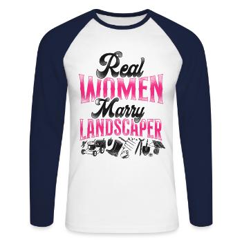 Landscaper Landscaping Landscape - Unisex Long Sleeve Baseball T-Shirt - white/navy - Front - Nik (191cm)