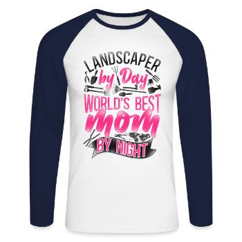 Landscaper Landscaping Landscape - Unisex Long Sleeve Baseball T-Shirt - white/navy - Front - Nik (191cm)