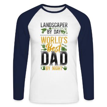 Landscaper Landscaping Landscape - Unisex Baseballshirt langarm - Weiß/Navy - Vorne - Nik (191cm)