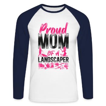 Landscaper Landscaping Landscape - Unisex Baseballshirt langarm - Weiß/Navy - Vorne - Nik (191cm)