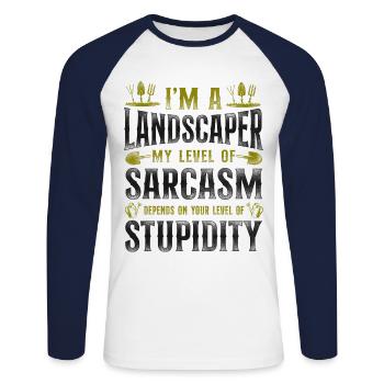 Landscaper Landscaping Landscape - Unisex Long Sleeve Baseball T-Shirt - white/navy - Front - Nik (191cm)