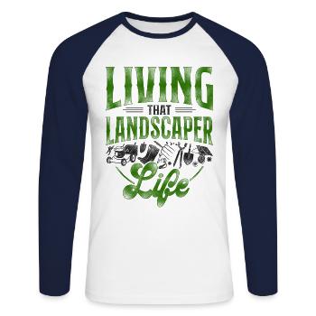 Landscaper Landscaping Landscape - Unisex Long Sleeve Baseball T-Shirt - white/navy - Front - Nik (191cm)