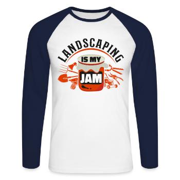 Paysagiste Aménagement Paysager - T-shirt baseball manches longues Homme - blanc/marine - Devant - Nik (191cm)