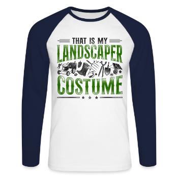 Landscaper Landscaping Landscape - Unisex Long Sleeve Baseball T-Shirt - white/navy - Front - Nik (191cm)