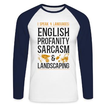 Landscaper Landscaping Landscape - Unisex Long Sleeve Baseball T-Shirt - white/navy - Front - Nik (191cm)