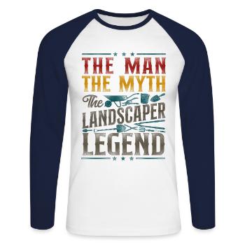Landscaper Landscaping Landscape - Unisex Long Sleeve Baseball T-Shirt - white/navy - Front - Nik (191cm)