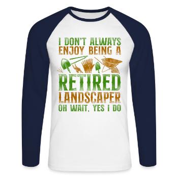 Landscaper Landscaping Landscape - Unisex Long Sleeve Baseball T-Shirt - white/navy - Front - Nik (191cm)