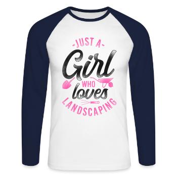 Landscaper Landscaping Landscape - Unisex Long Sleeve Baseball T-Shirt - white/navy - Front - Nik (191cm)