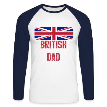 I Have Two Titles British and Dad United Kingdom - Unisex Baseballshirt langarm - Weiß/Navy - Vorne - Nik (191cm)