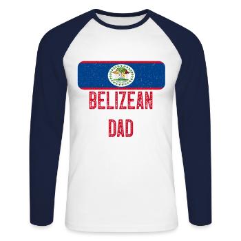 I Have Two Titles Belizean and Dad Belize - Unisex Long Sleeve Baseball T-Shirt - white/navy - Front - Nik (191cm)