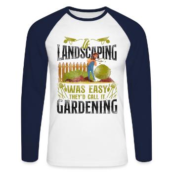Landscaper Landscaping Landscape - Unisex Long Sleeve Baseball T-Shirt - white/navy - Front - Nik (191cm)