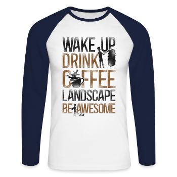 Landscaper Landscaping Landscape - Unisex Long Sleeve Baseball T-Shirt - white/navy - Front - Nik (191cm)