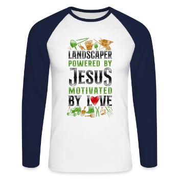 Landscaper Landscaping Landscape - Unisex Long Sleeve Baseball T-Shirt - white/navy - Front - Nik (191cm)