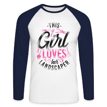 Landscaper Landscaping Landscape - Unisex Long Sleeve Baseball T-Shirt - white/navy - Front - Nik (191cm)