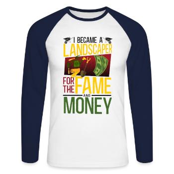 Landscaper Landscaping Landscape - Unisex Long Sleeve Baseball T-Shirt - white/navy - Front - Nik (191cm)
