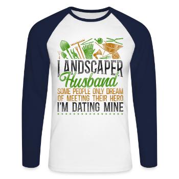 Landscaper Landscaping Landscape - Unisex Baseballshirt langarm - Weiß/Navy - Vorne - Nik (191cm)
