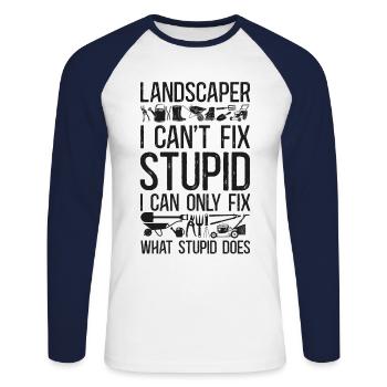 Landscaper Landscaping Landscape - Unisex Baseballshirt langarm - Weiß/Navy - Vorne - Nik (191cm)
