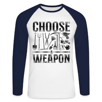 Paysagiste Aménagement Paysager - T-shirt baseball manches longues Homme - blanc/marine - Devant - Nik (191cm)