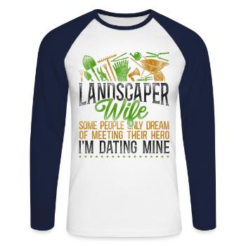 Landscaper Landscaping Landscape - Unisex Long Sleeve Baseball T-Shirt - white/navy - Front - Nik (191cm)