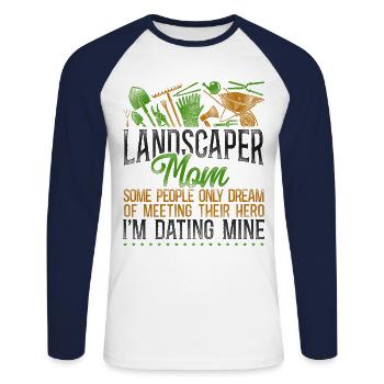 Landscaper Landscaping Landscape - Unisex Baseballshirt langarm - Weiß/Navy - Vorne - Nik (191cm)