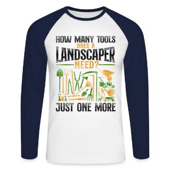 Landscaper Landscaping Landscape - Unisex Baseballshirt langarm - Weiß/Navy - Vorne - Nik (191cm)