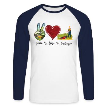 Paysagiste Aménagement Paysager - T-shirt baseball manches longues Homme - blanc/marine - Devant - Nik (191cm)
